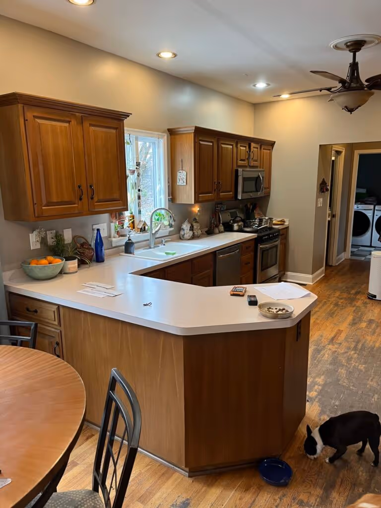 Kitchen with wooden cabinets