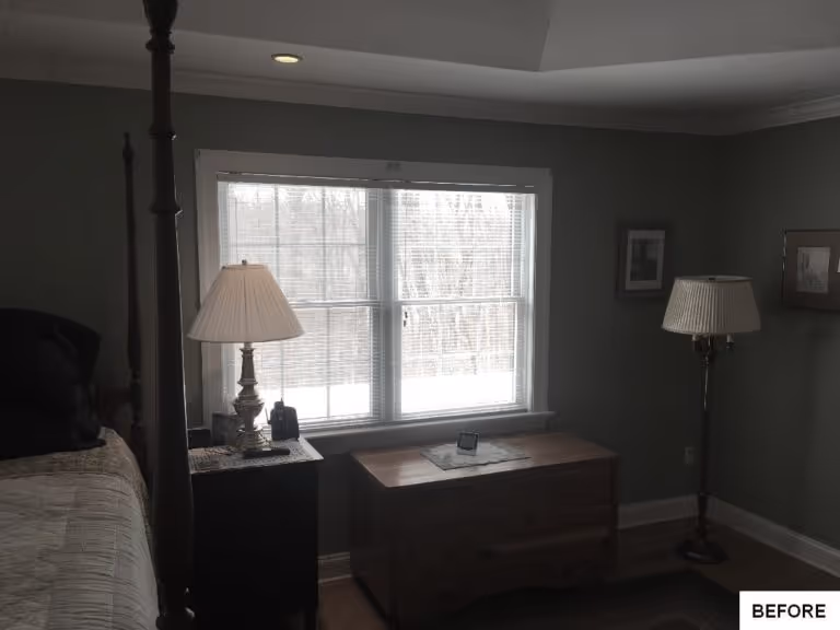 Cozy bedroom with a four-poster bed and soft, neutral decor in Hummelstown, PA