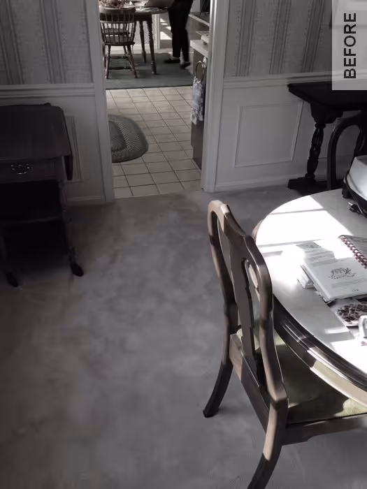Vintage kitchen area with wooden furniture and soft carpeting in Camp Hill, PA.