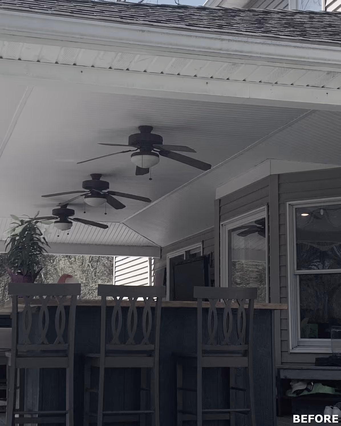 Covered patio with ceiling fans and bar seating in Dillsburg, PA.