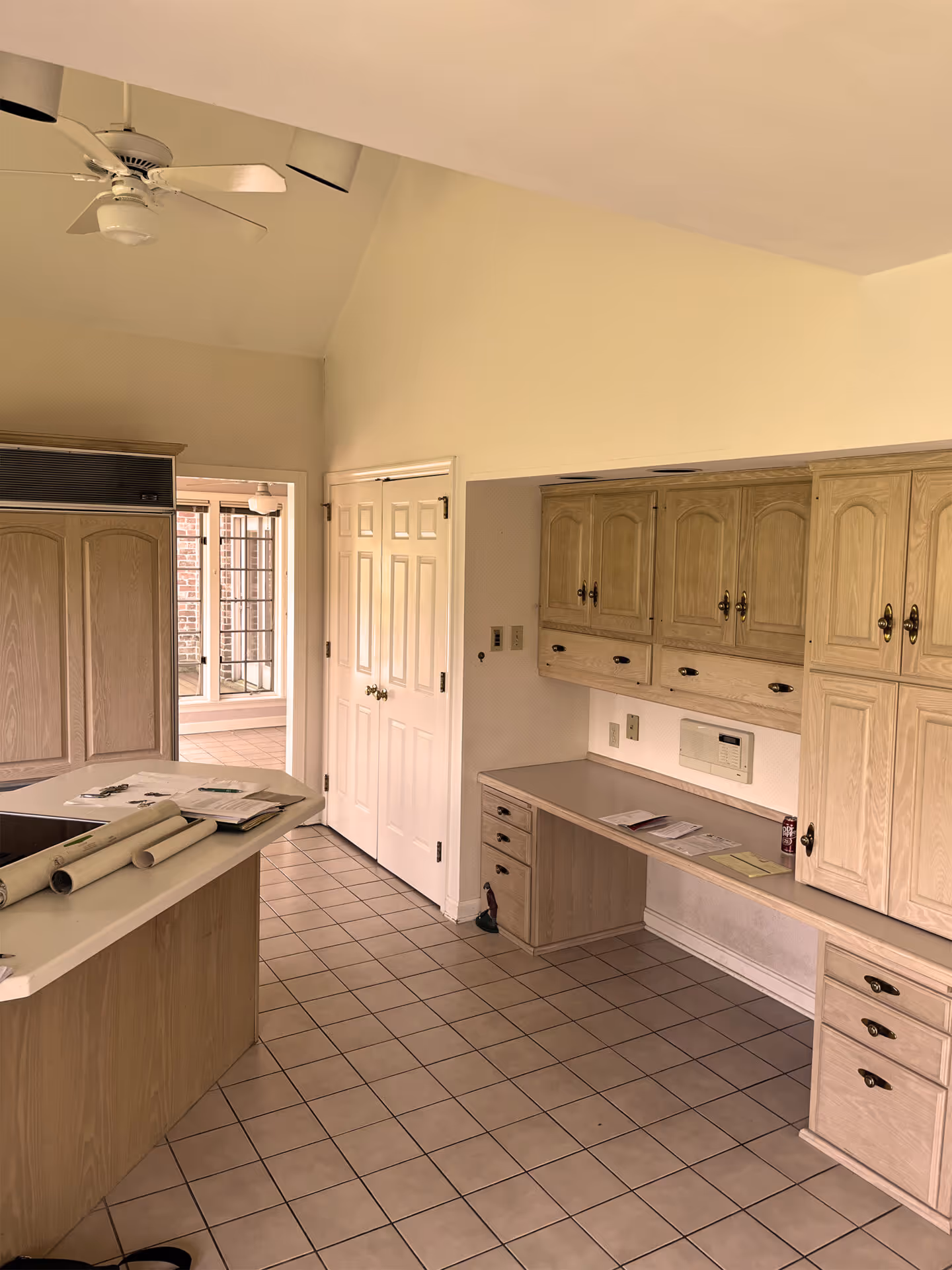 Cozy transitional kitchen with light wood cabinets and tiled floor in enola, pa.