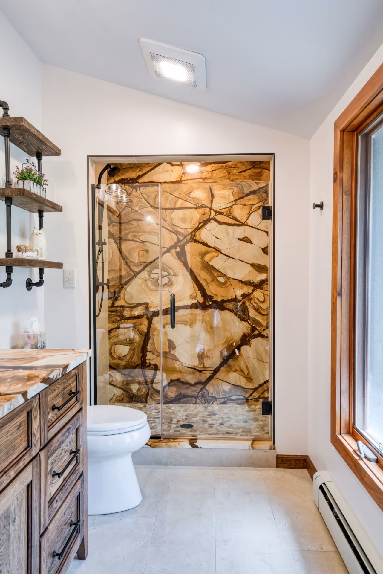 Stunning Stone Walk-In Shower