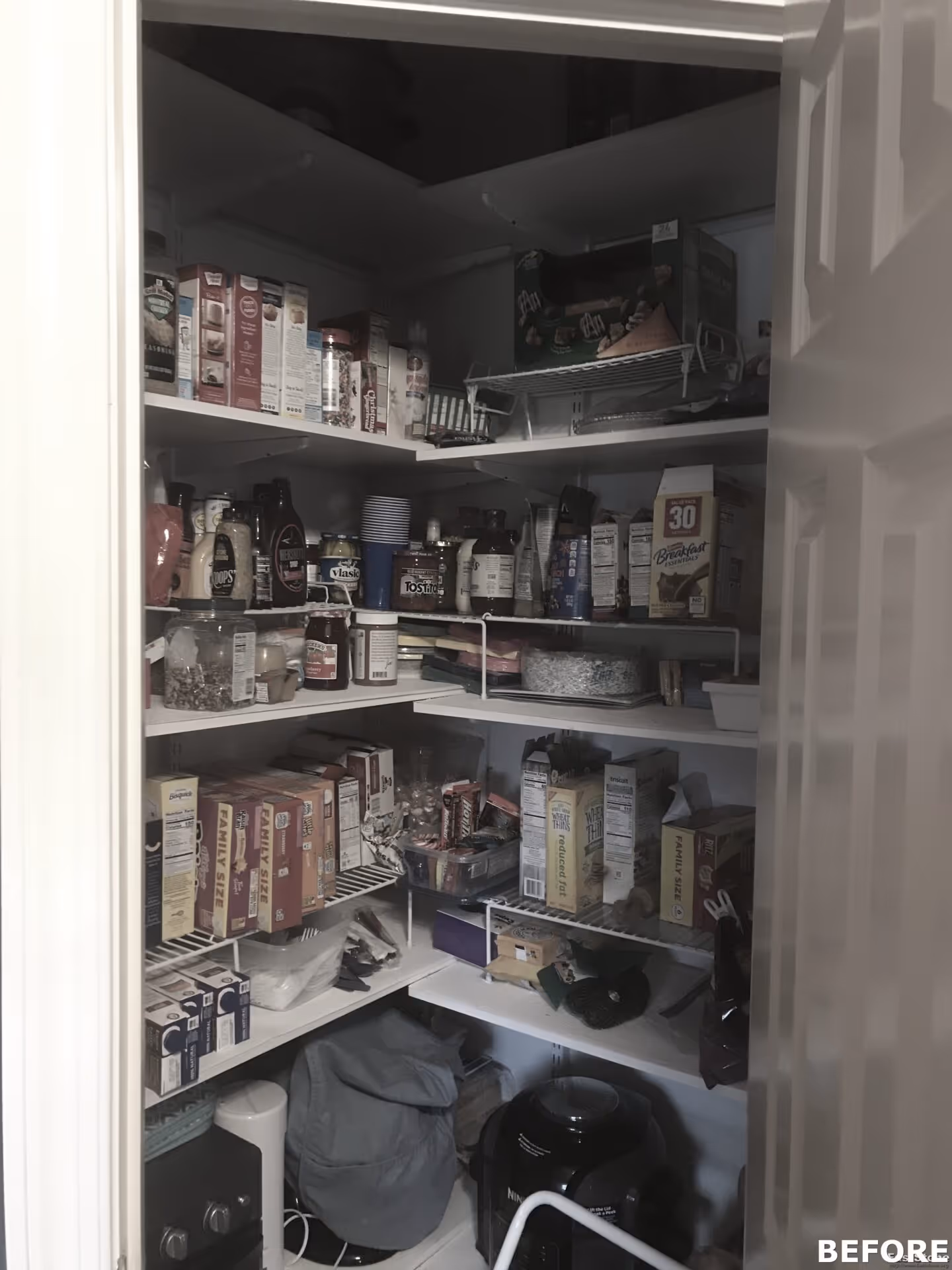 Cluttered pantry showcasing various food items and containers in Mechanicsburg, PA