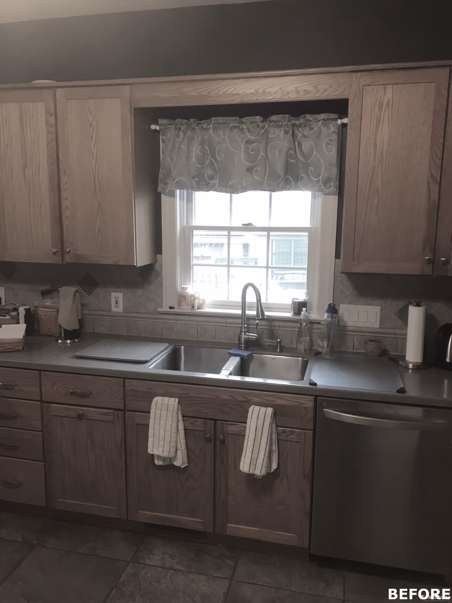 Traditional kitchen with oak cabinets and stainless steel sink, Mechanicsburg, PA