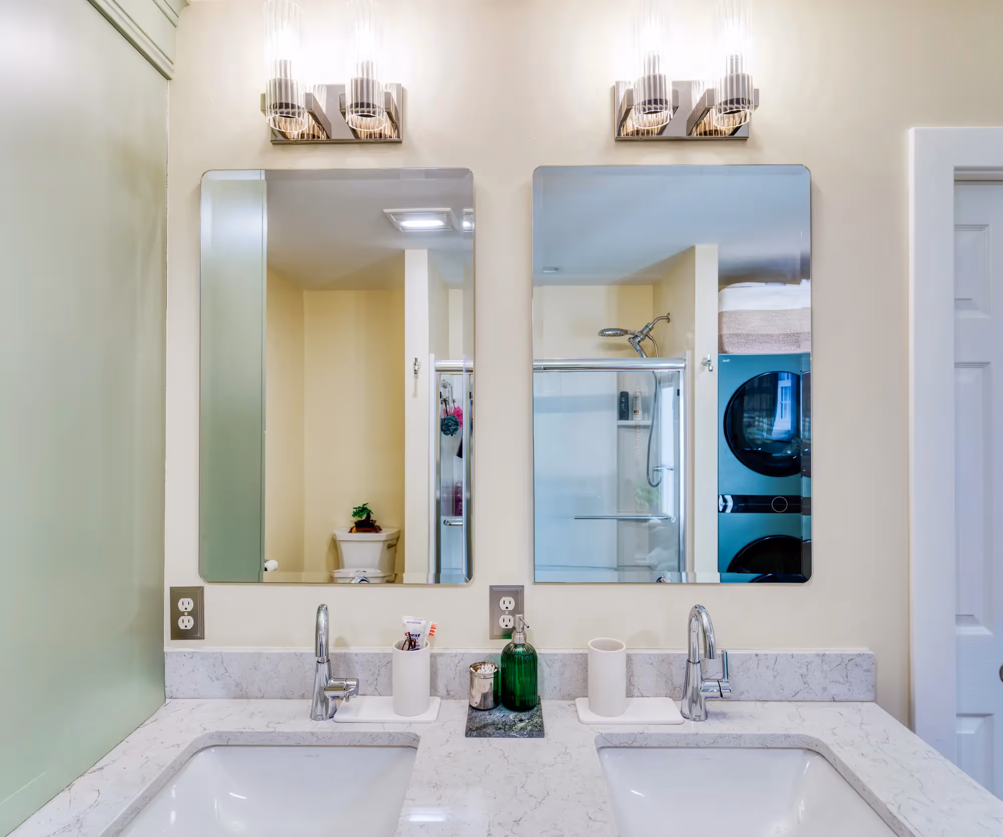 Bright bathroom with stylish countertop