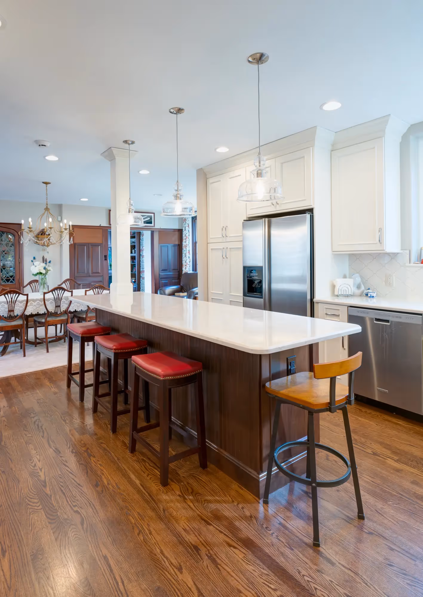 Kitchen with dark wood cabinets