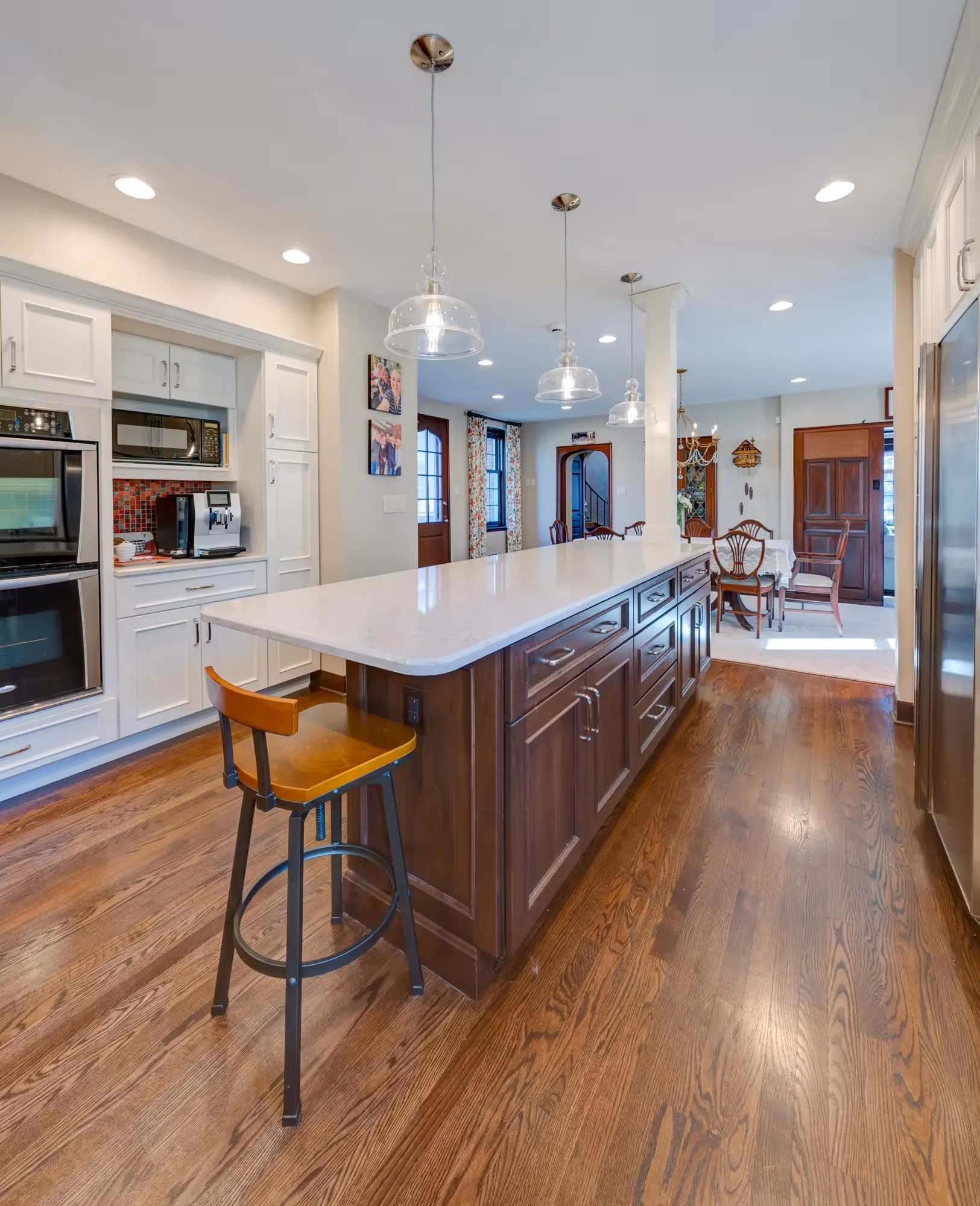 Kitchen with dark wood cabinets