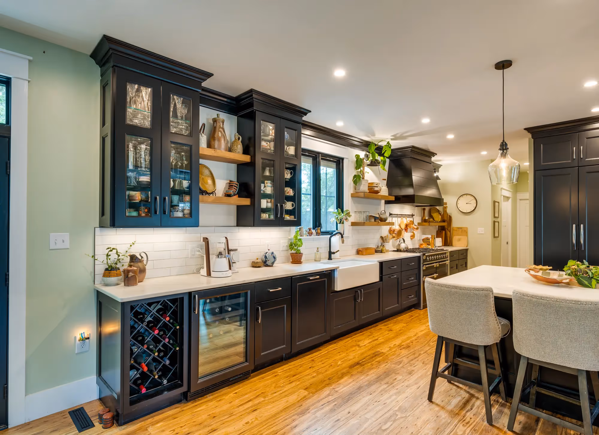 Modern kitchen with dark cabinetry