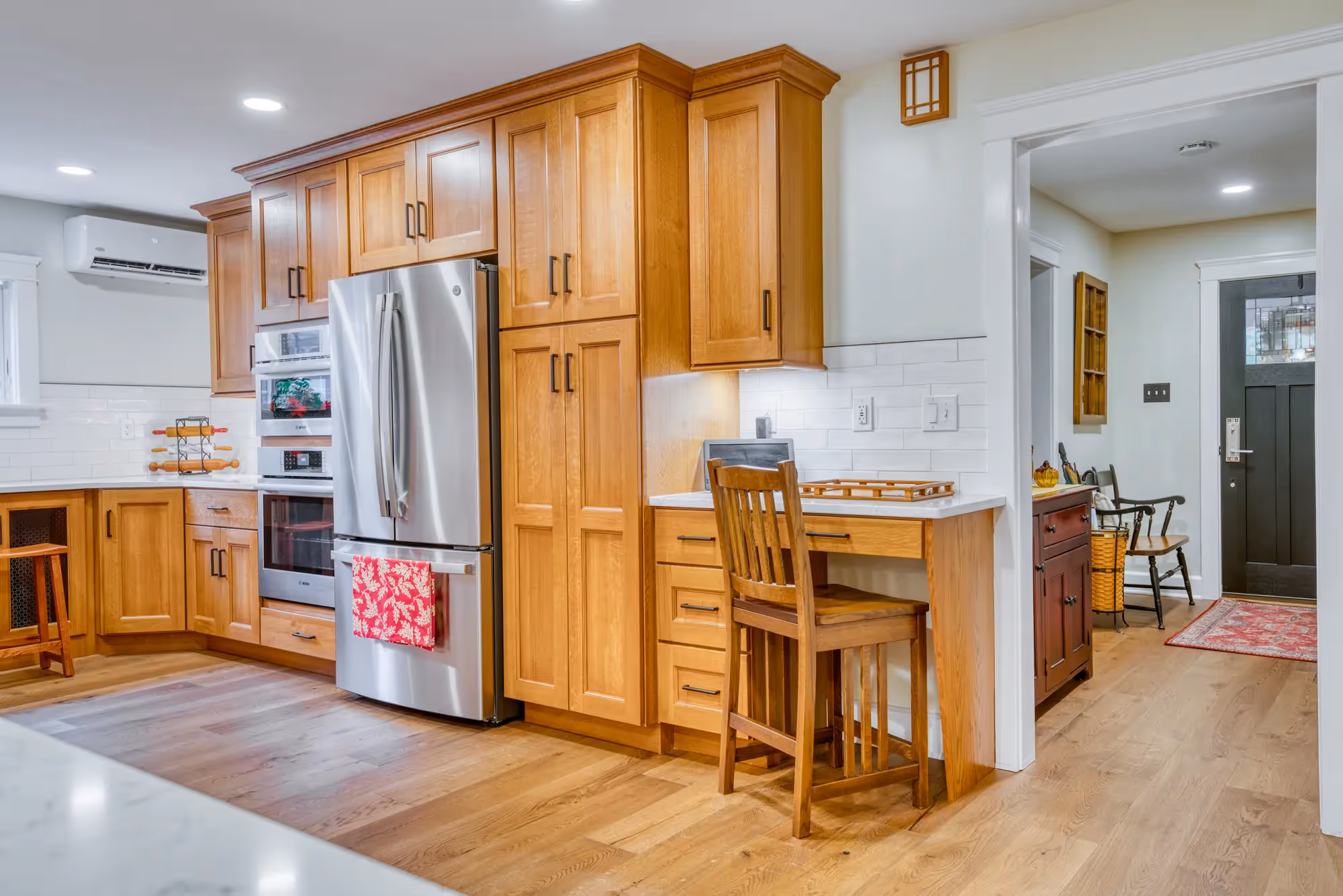Functional kitchen with wooden cabinets