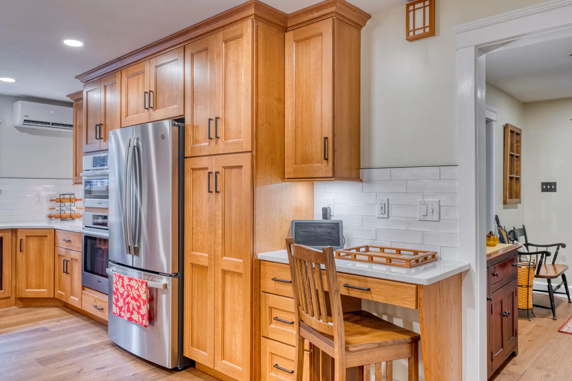 Functional kitchen with wooden cabinets