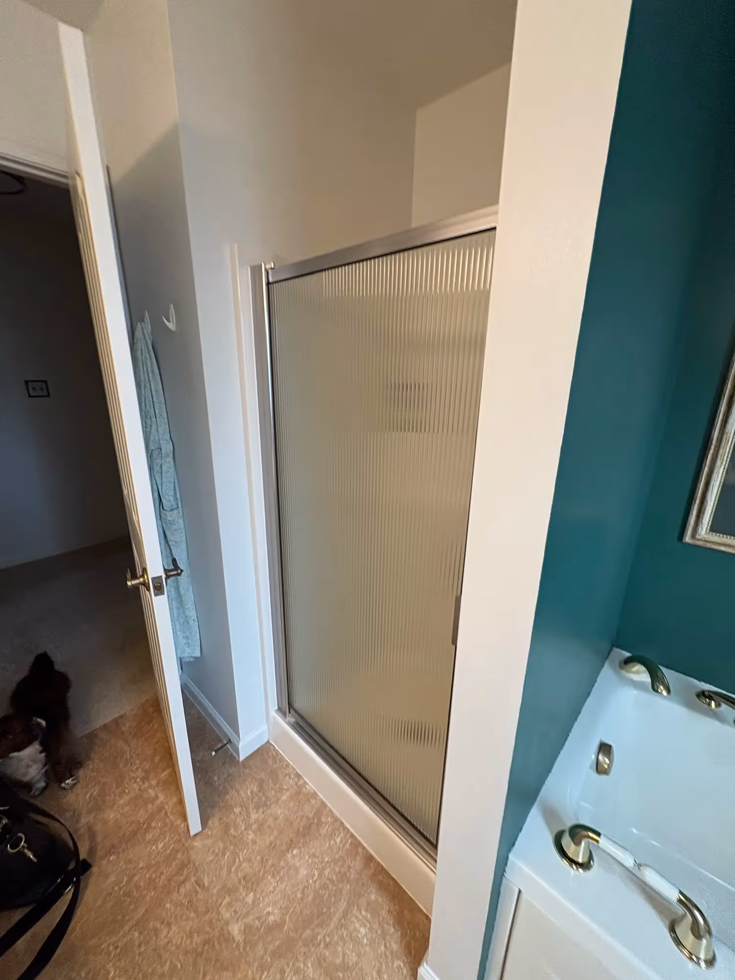 Bathroom vanity with modern lighting