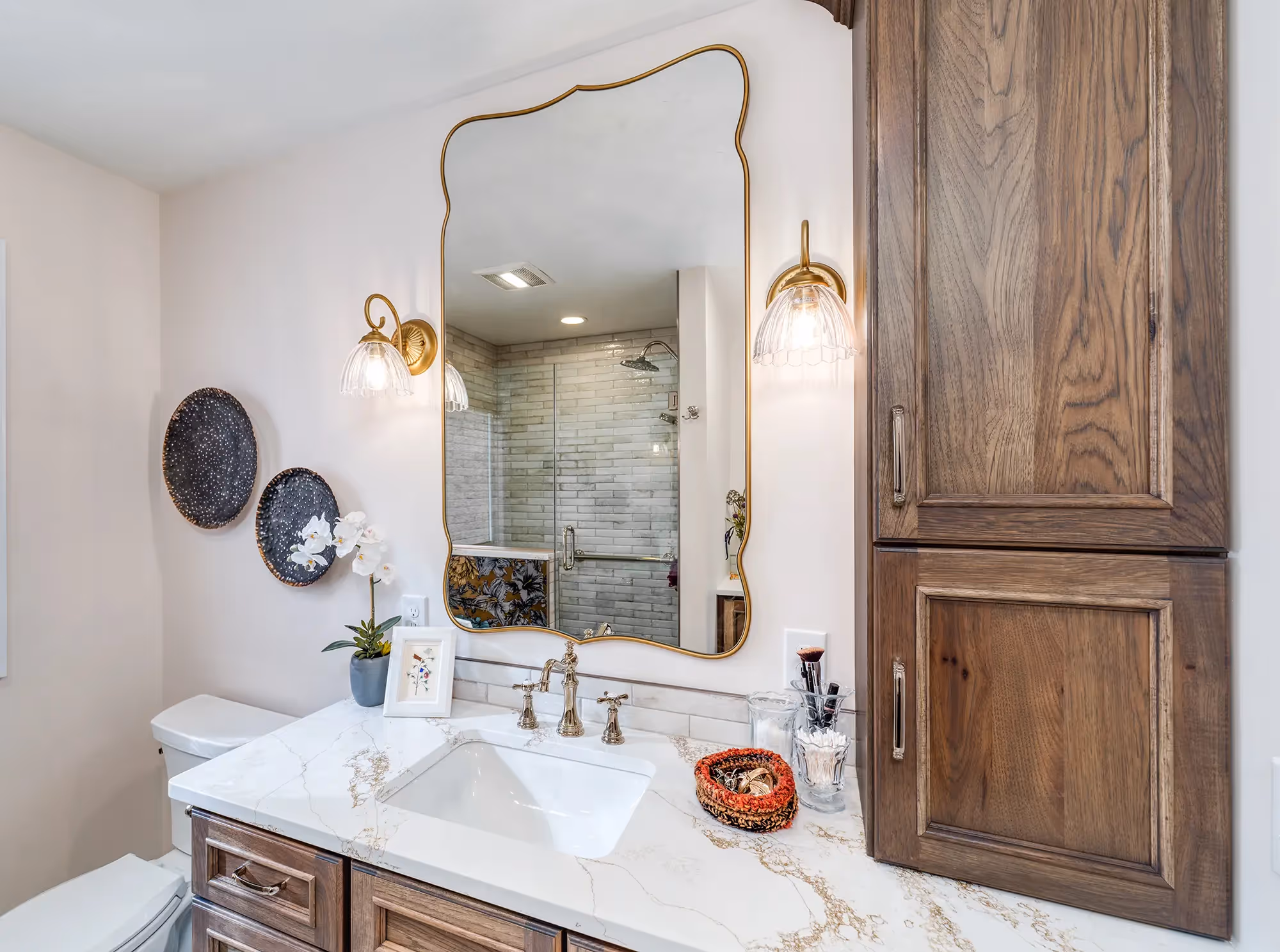 Bathroom vanity with wooden cabinetry