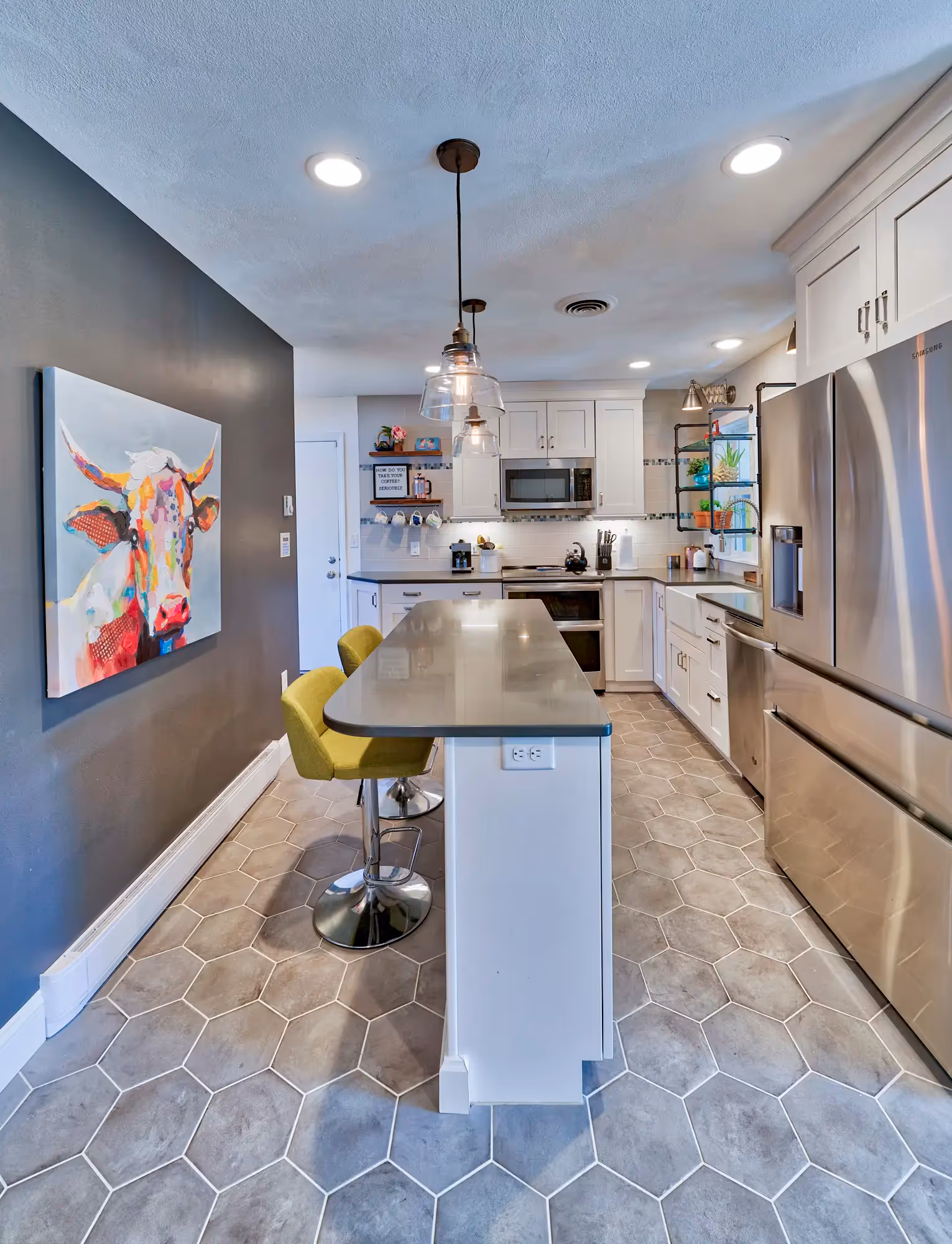 Modern kitchen with open shelving
