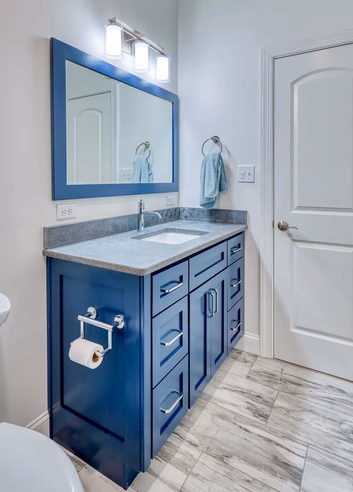 Elegant shower area with beautiful glass tiles