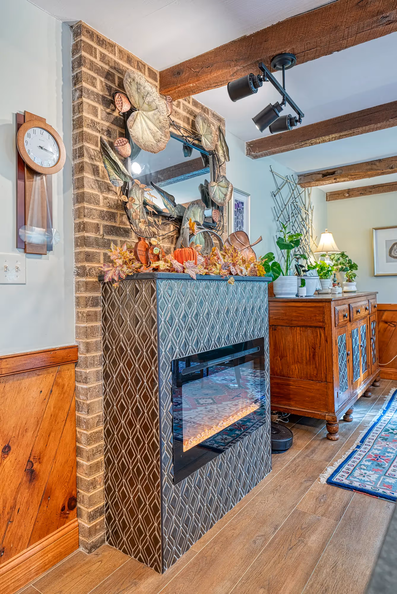 Refrigerator with wooden cabinetry