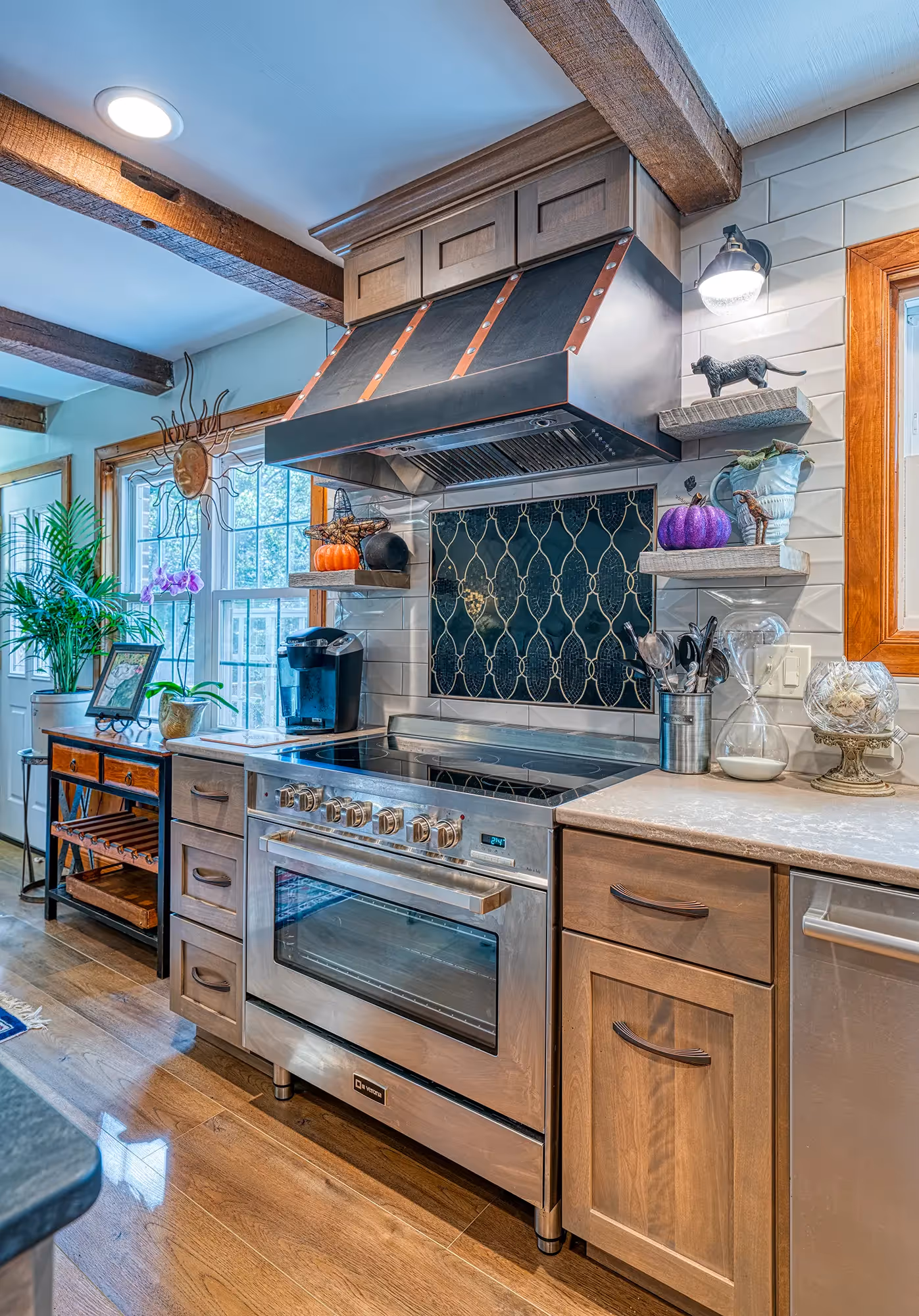 Close-up of the kitchen with high-end appliances