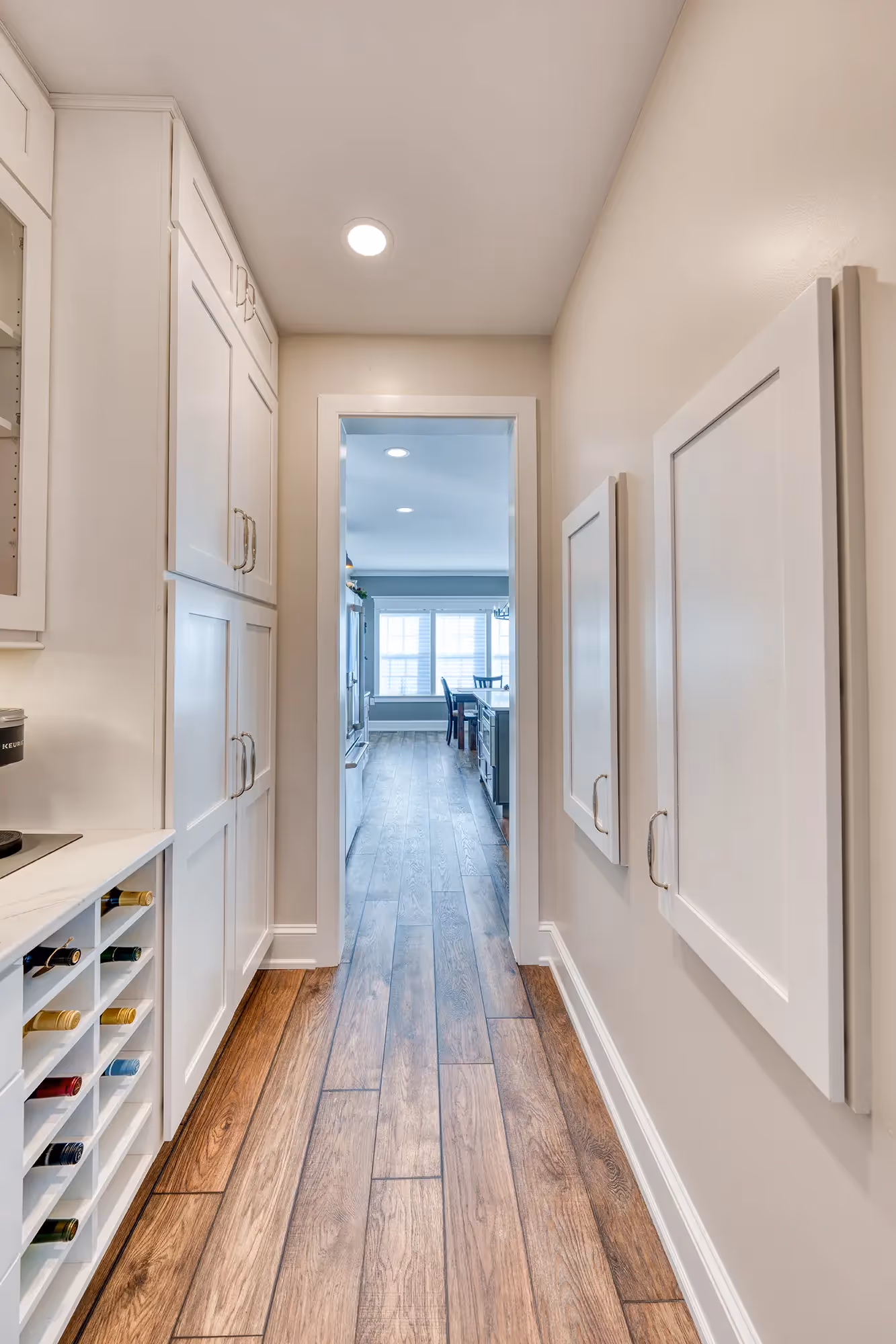 Modern hallway with wood flooring