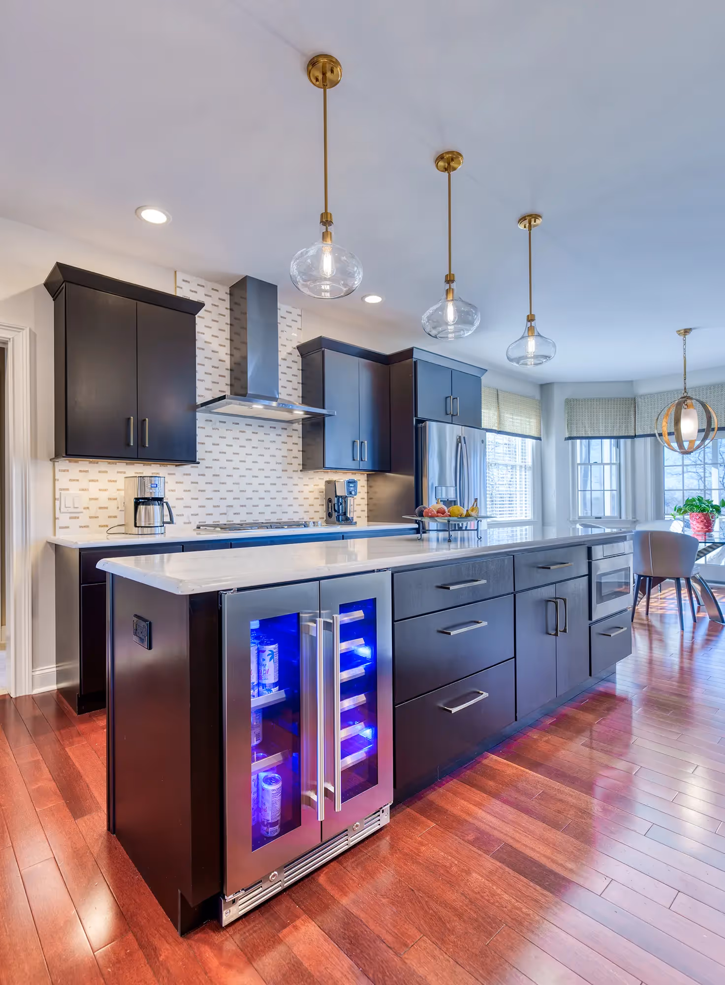 Open kitchen with stylish countertops