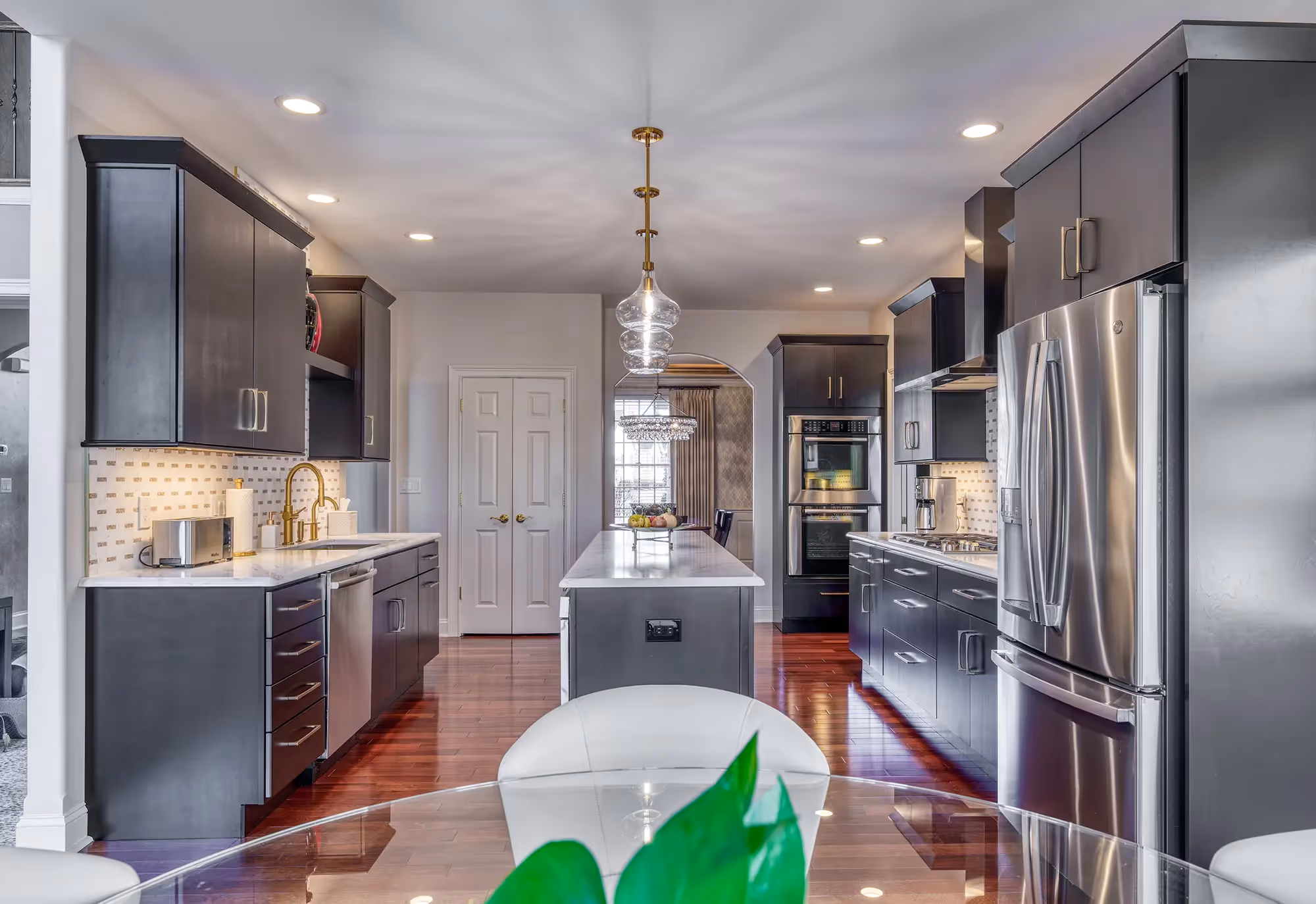 View of a modern kitchen island