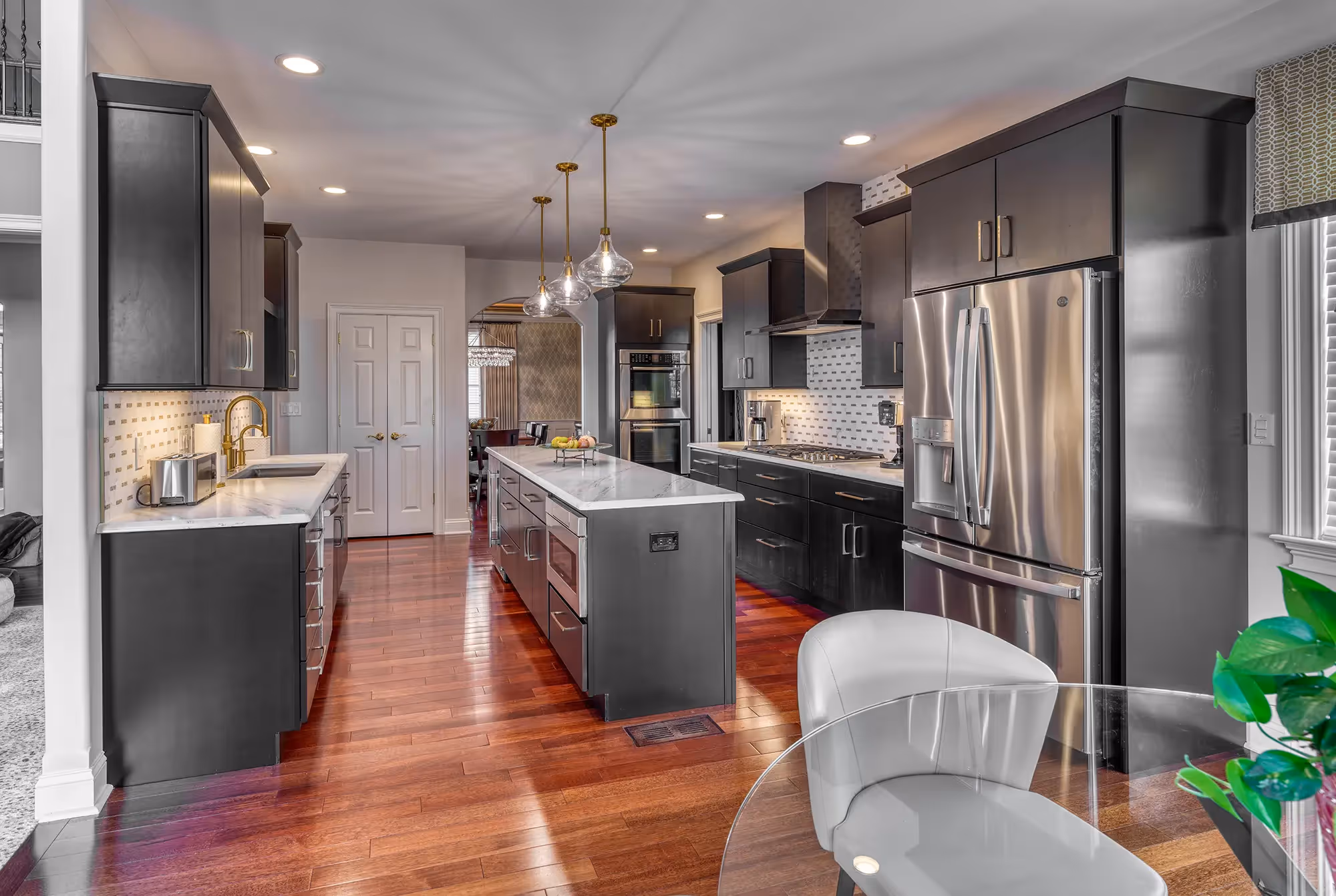 View of a modern kitchen island
