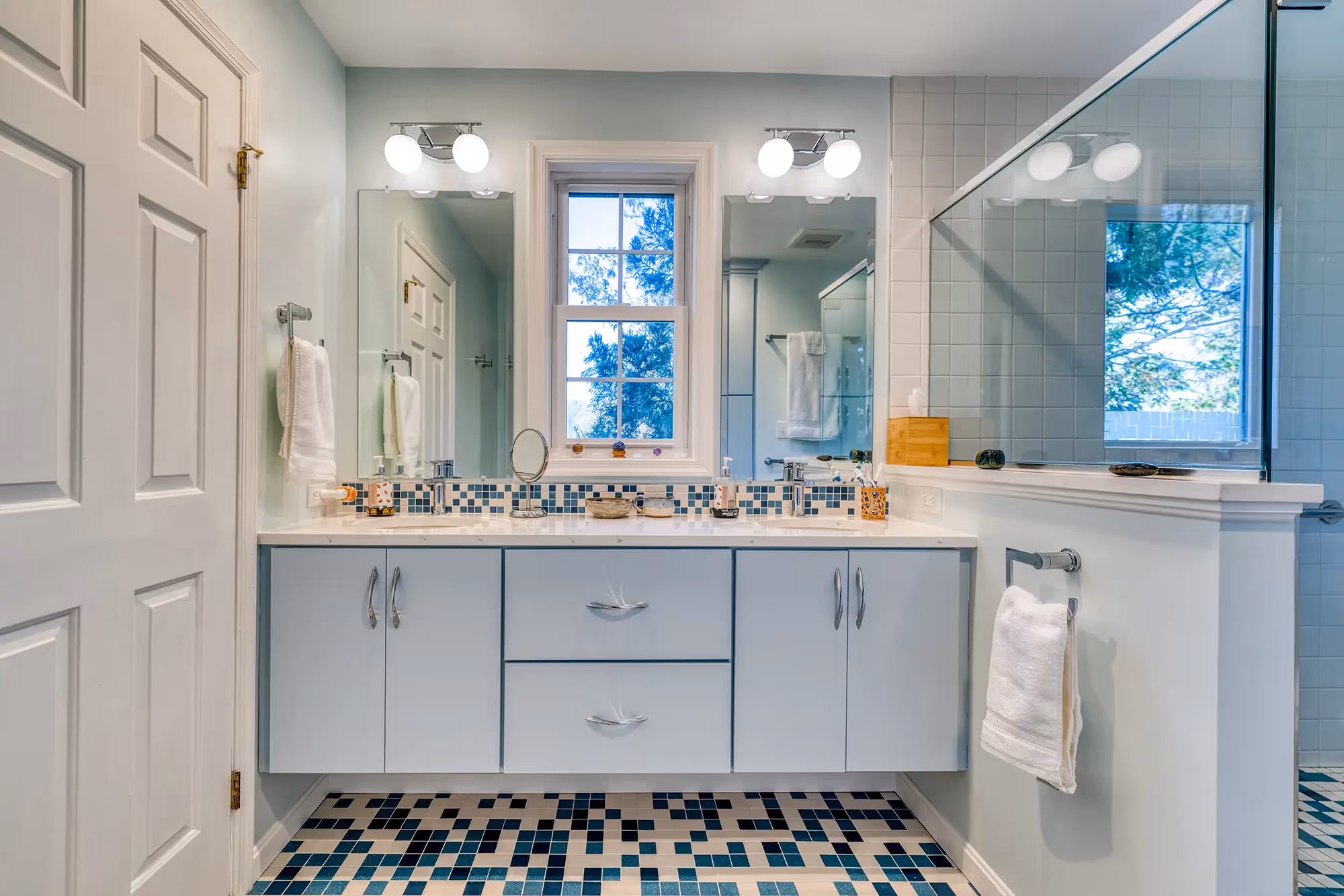 Bathroom with cabinet storage