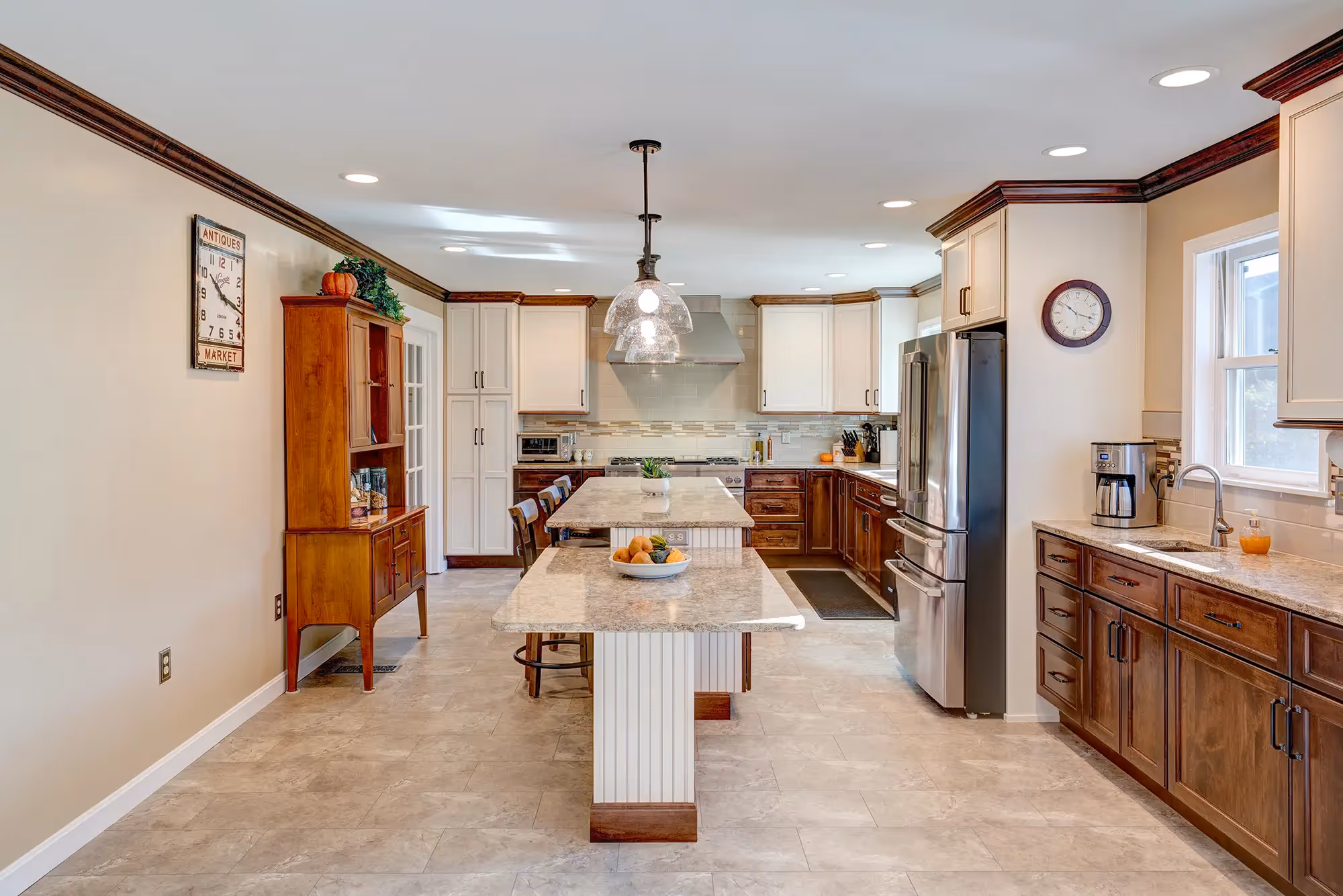 Bright kitchen featuring wood cabinets