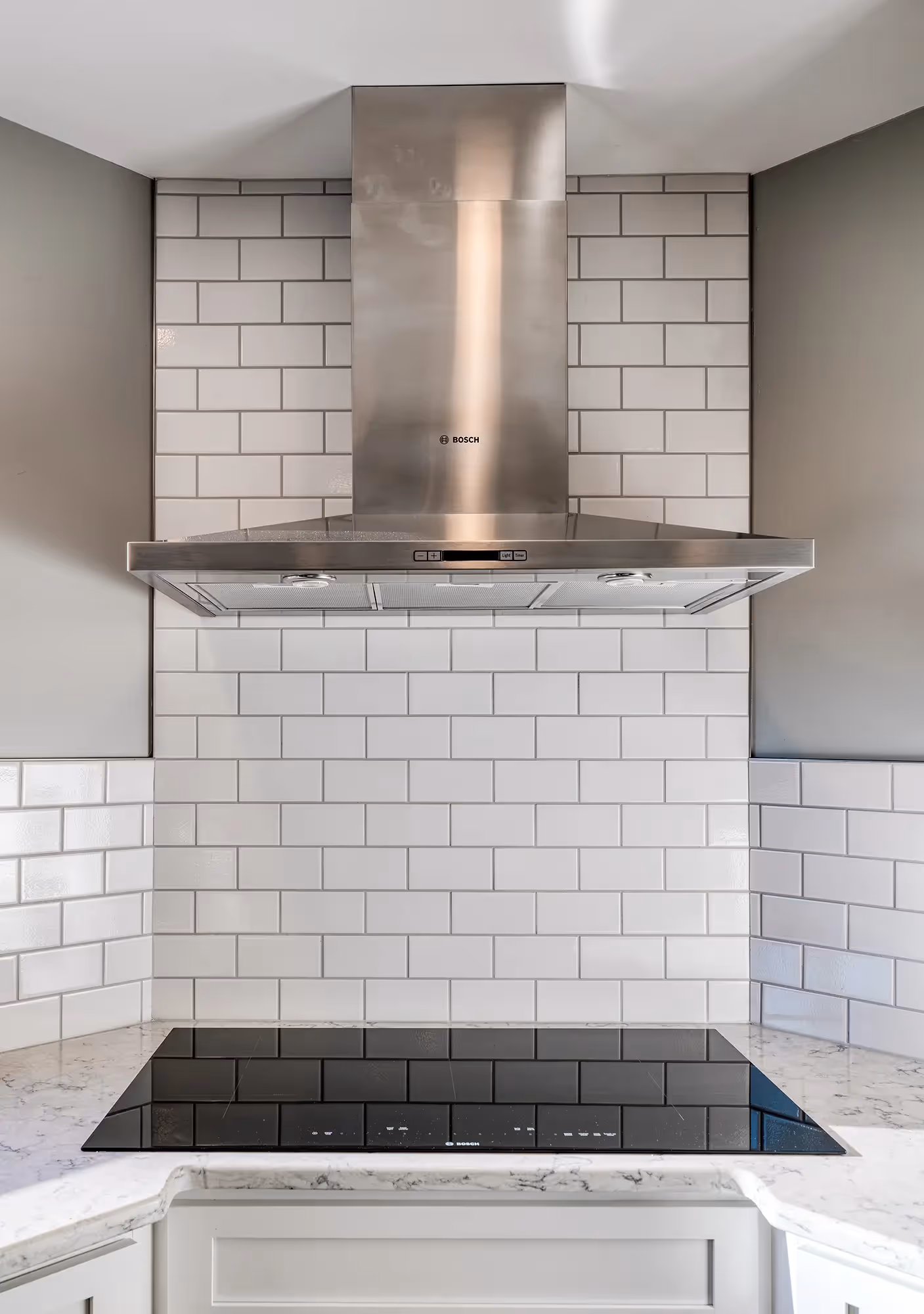 Built-in oven in a bright, clean kitchen