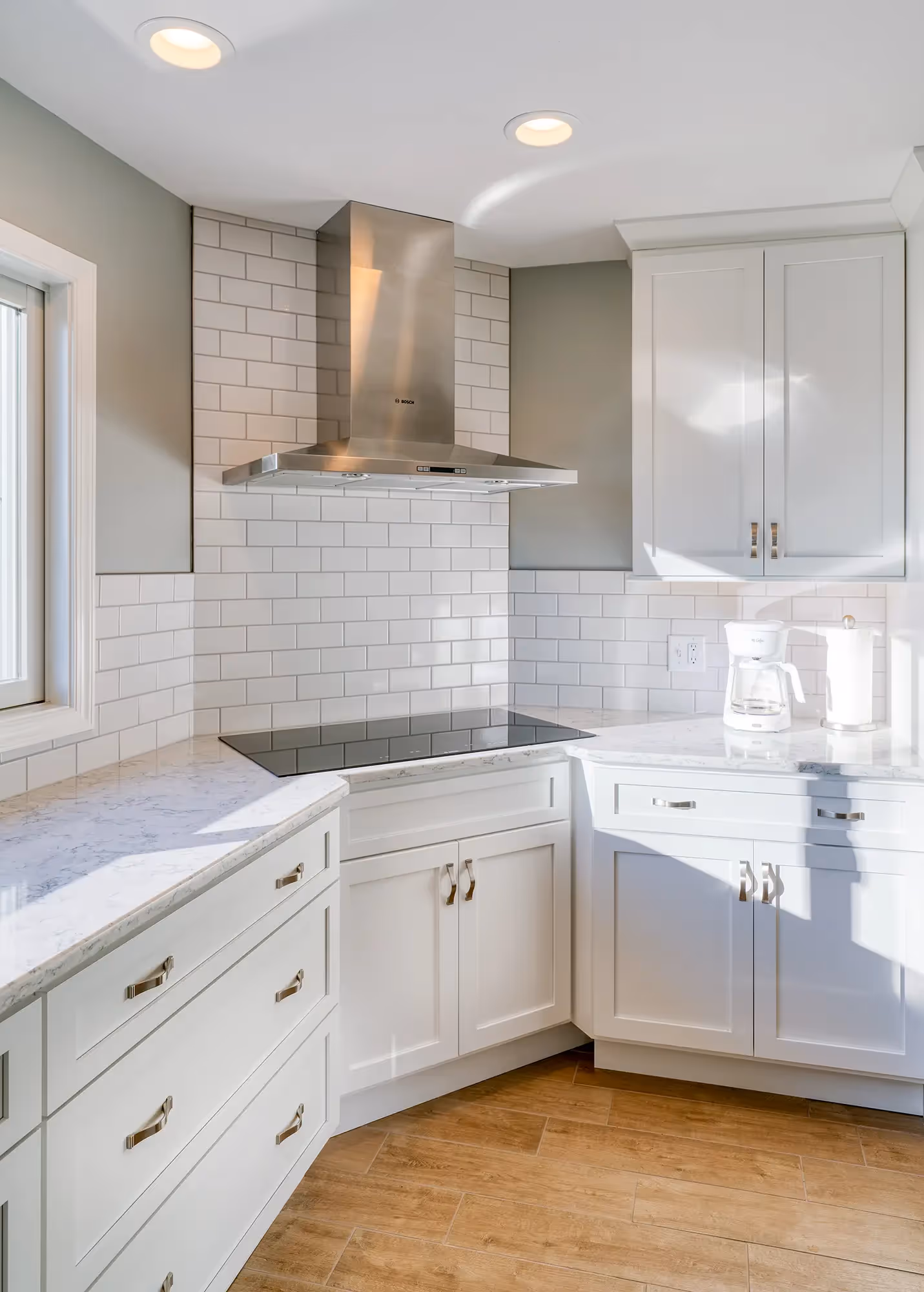 Built-in oven in a bright, clean kitchen