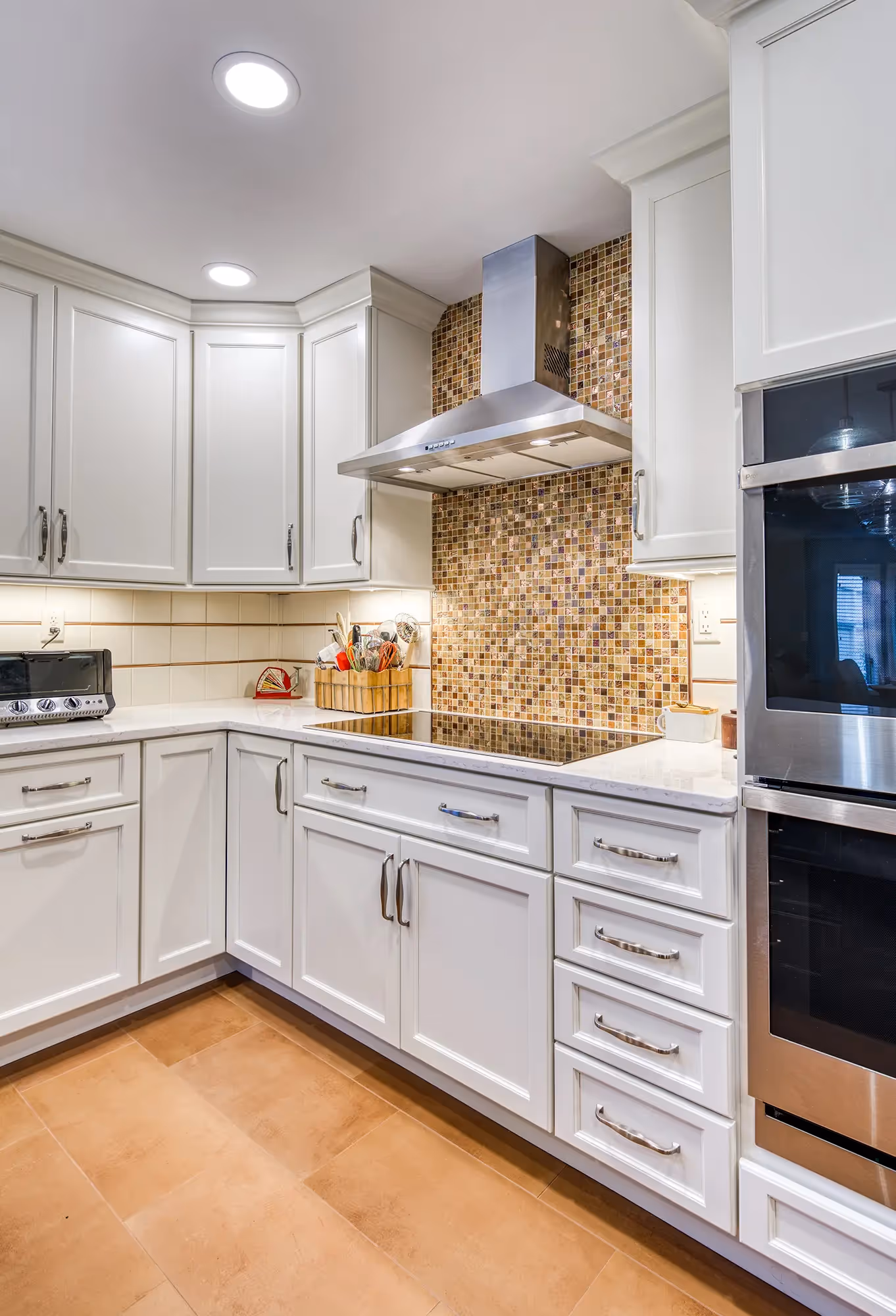 Kitchen with white cabinets