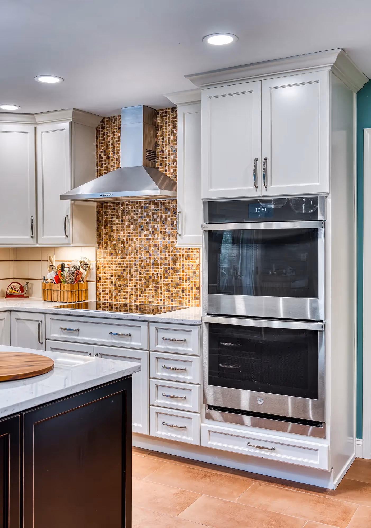 Kitchen with white cabinets