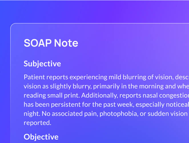 A screen showing a SOAP Note