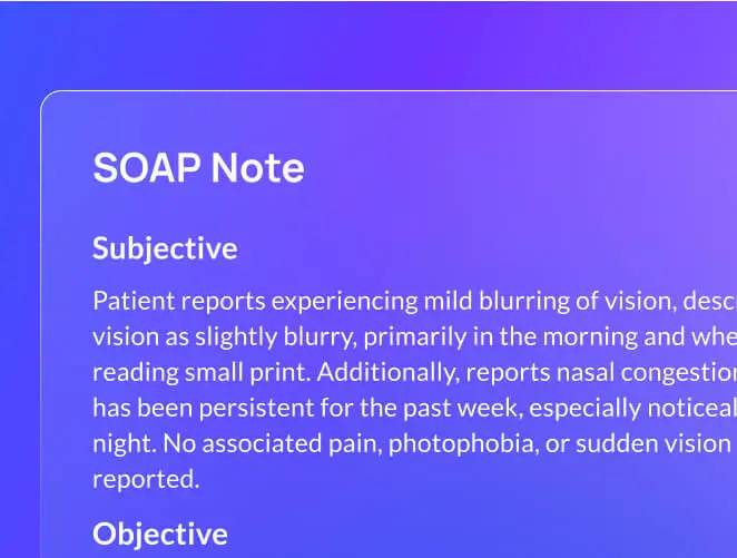 A screen showing a SOAP Note