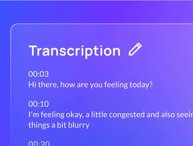A screen showing a transcription in progress