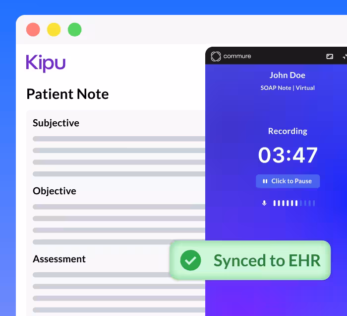 Clinical note recording synced to an EHR system.
