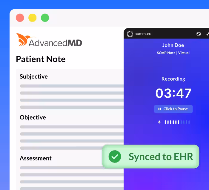 Clinical note recording synced to an EHR system.
