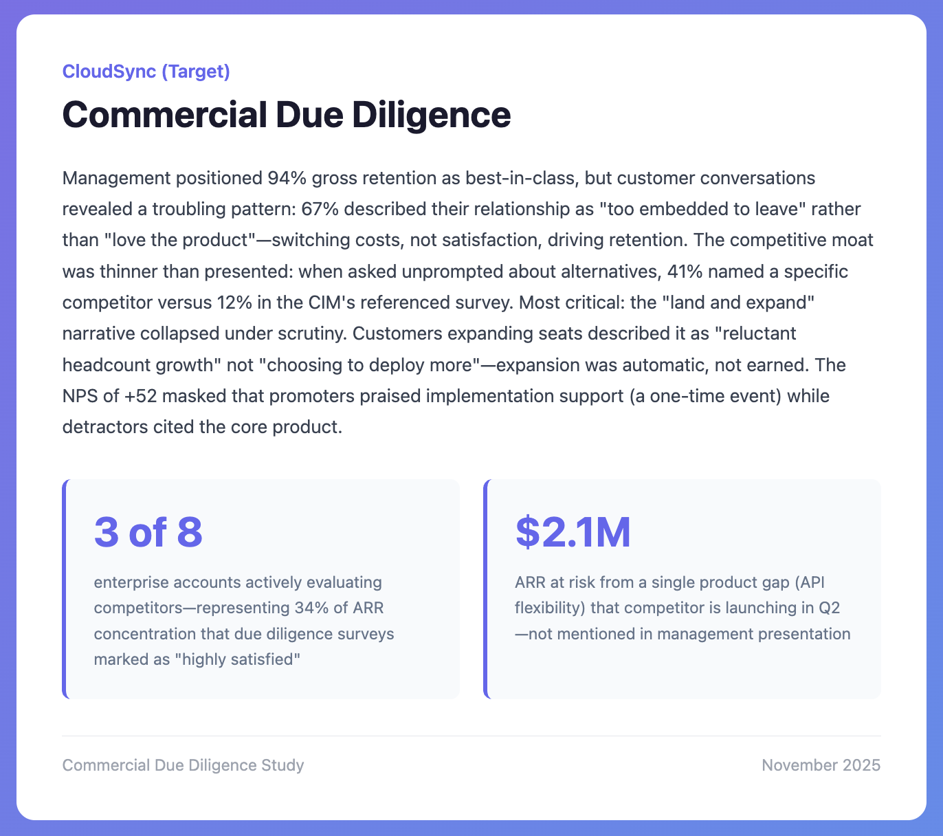 PE Commercial Due Diligence using User Intuition