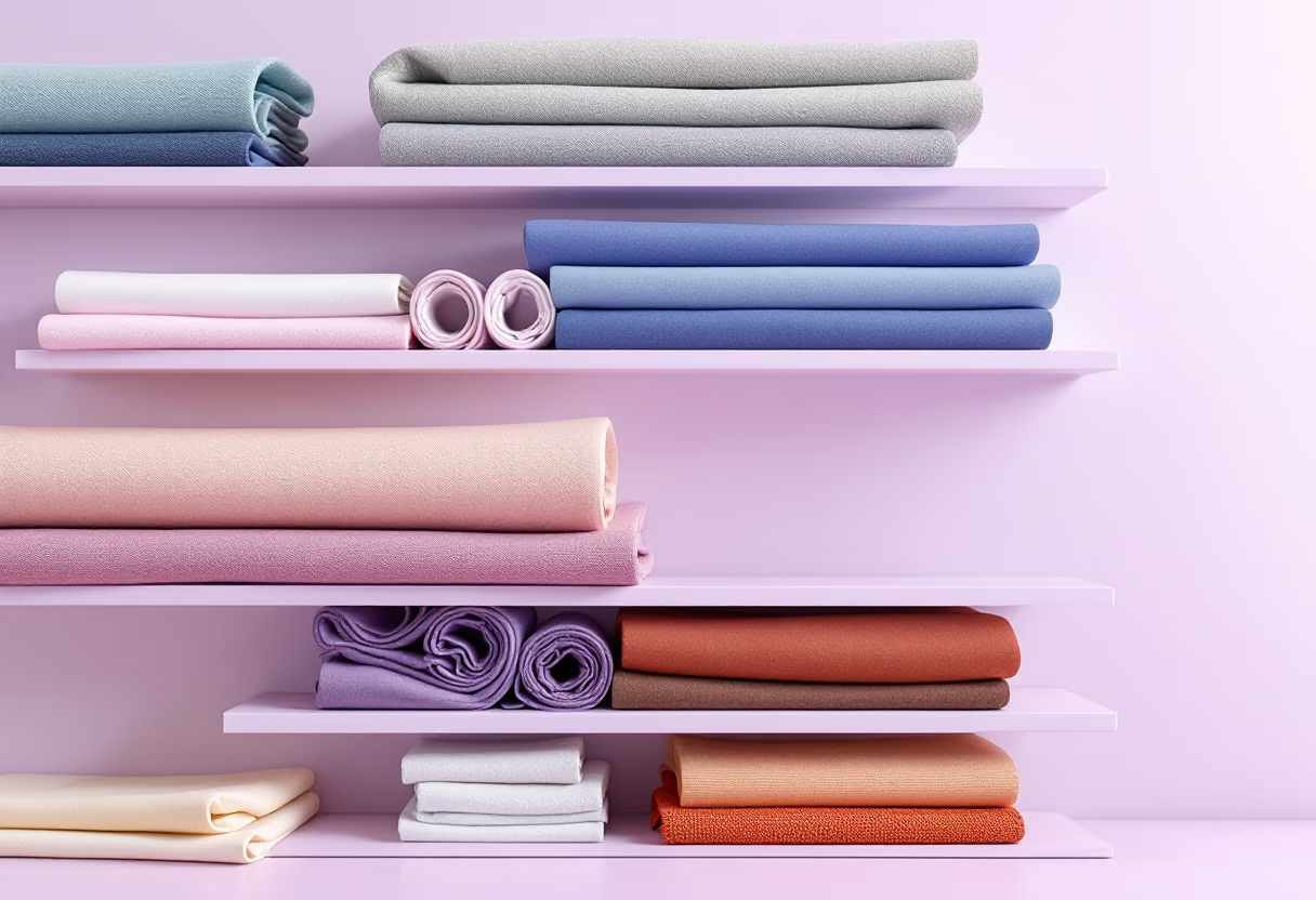 [background image] image of fabric rolls on shelves (for a tailors & alteration shop)