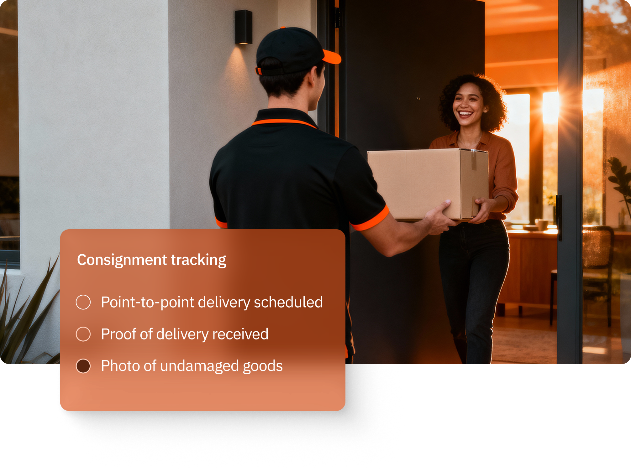 Containers being manouvered with Consignment Tracking graphic