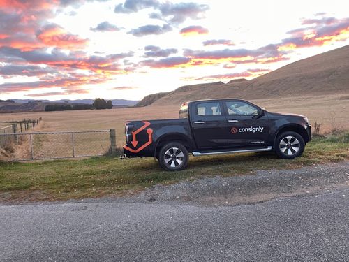 Consignly branded vehicle at sunset in the South Island of New Zealand