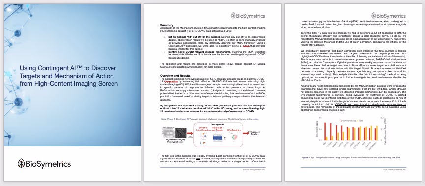 BioSymetrics White Paper: Using Contingent-AI to Discovery Targets and Mechanism of Action from High-Content Imaging Screen
