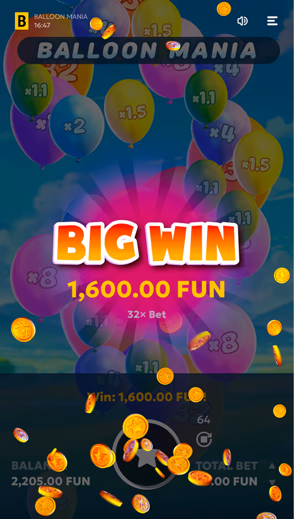 Balloon Mania BGaming Mobile Screenshot
