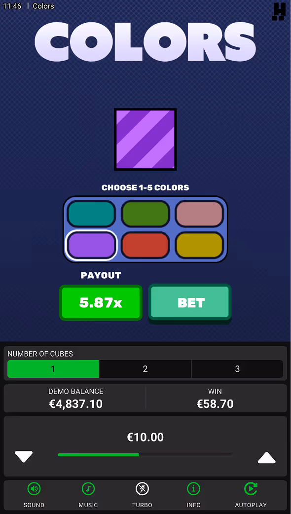Colors Dare2Win Hacksaw Mobile Screenshot