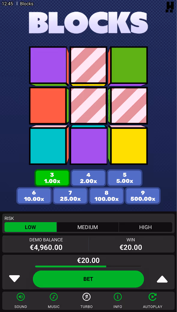Blocks Dare2Win Hacksaw Mobile Screenshot