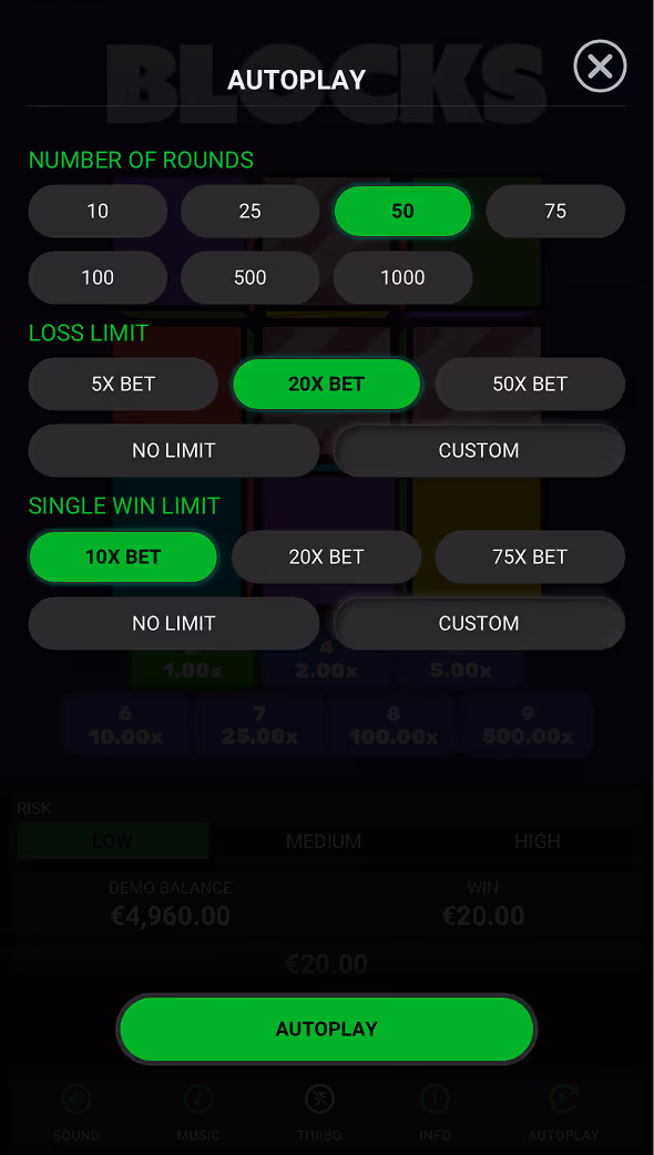 Blocks Dare2Win Hacksaw Mobile Screenshot