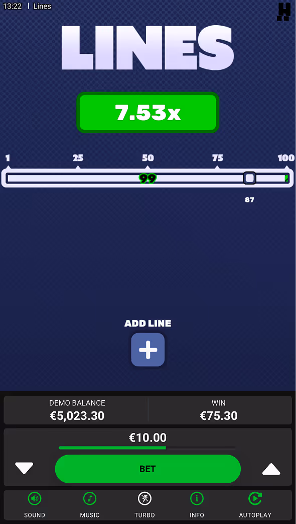 Lines Dare2Win Hacksaw Mobile Screenshot