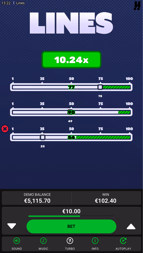 Lines Dare2Win Hacksaw Mobile Screenshot