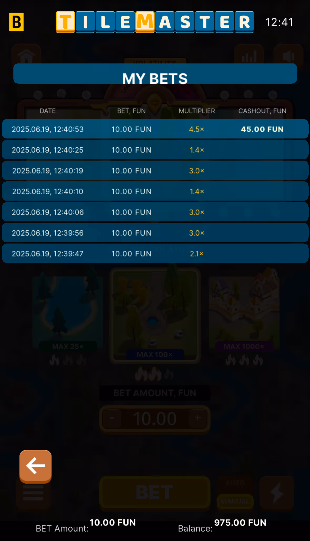 Tile Master BGaming Mobile Screenshot