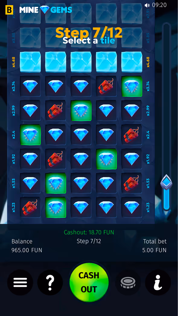 Mine Gems BGaming Mobile Screenshot