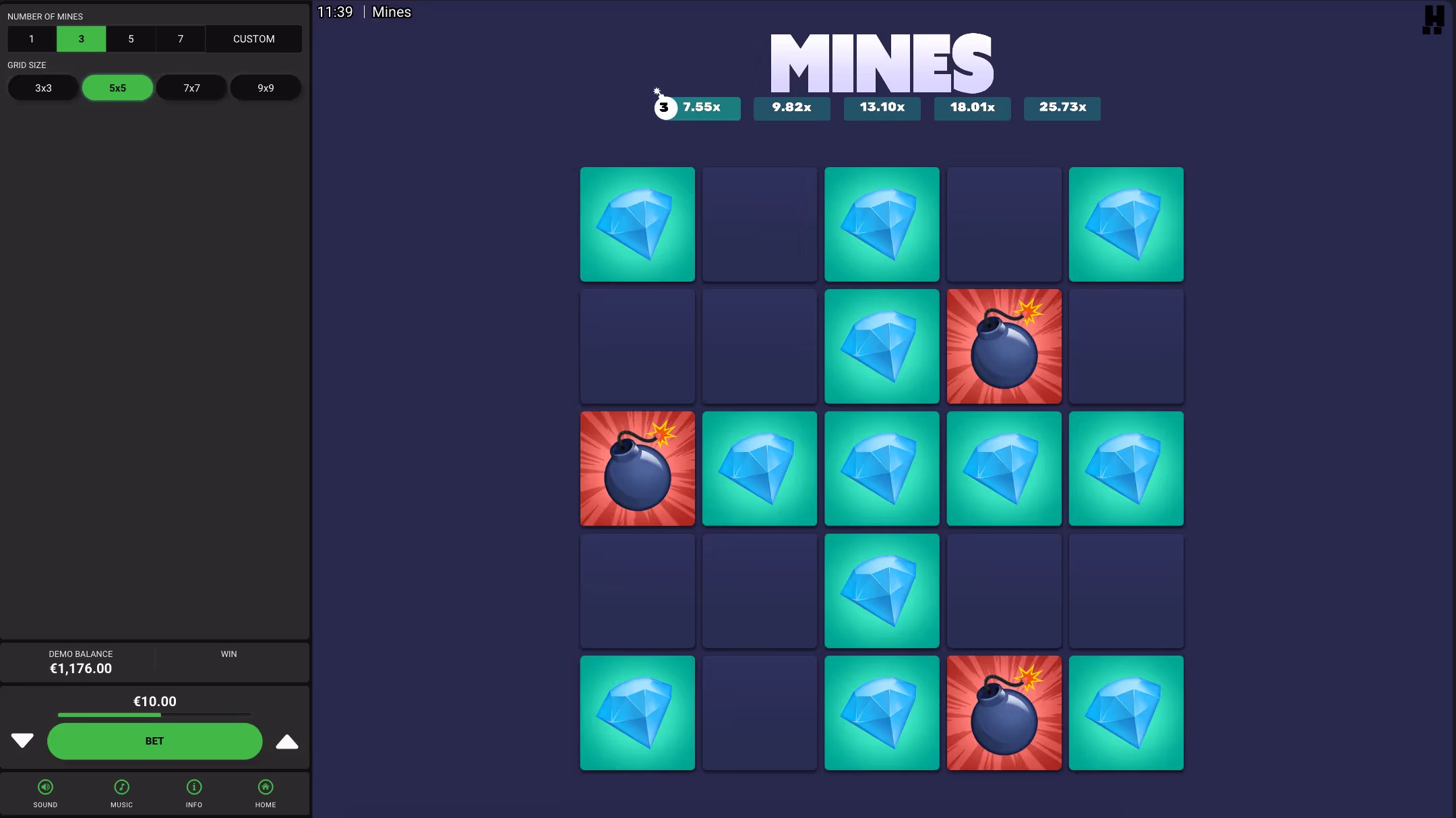 Mines Dare2Win Hacksaw Desktop Screenshot