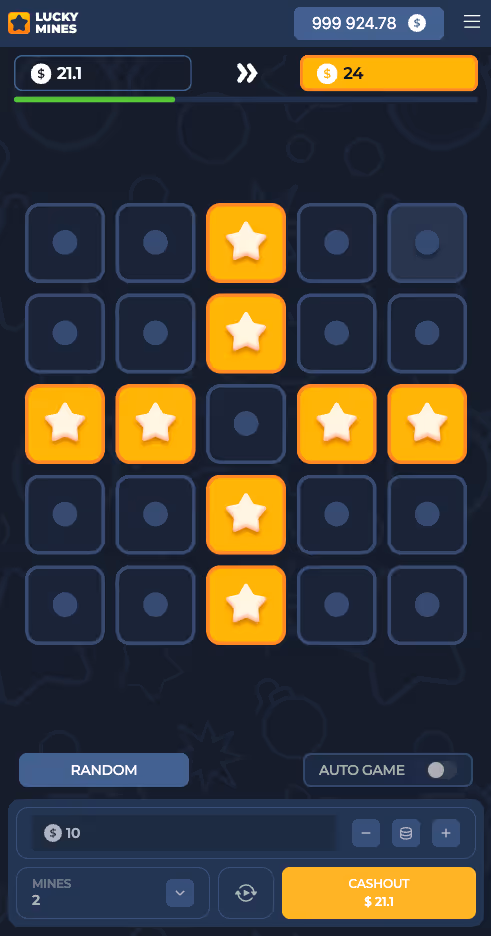 Lucky Mines InOut Games Mobile Screenshot